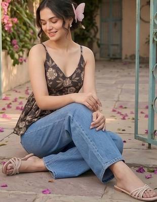 Floral Print Cotton Peplum Top 5