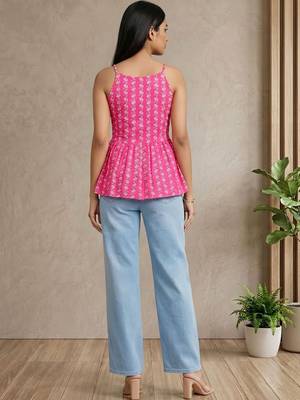 Floral Print Cotton Peplum Top 4