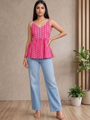 Floral Print Cotton Peplum Top 6
