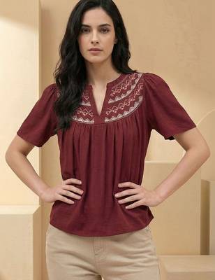Mandarin Collar Flared Sleeve Top 1