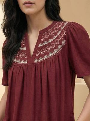 Mandarin Collar Flared Sleeve Top 2