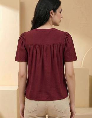 Mandarin Collar Flared Sleeve Top 4
