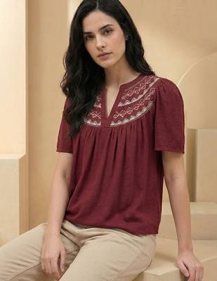 Mandarin Collar Flared Sleeve Top 5