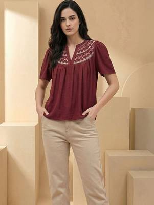 Mandarin Collar Flared Sleeve Top 6