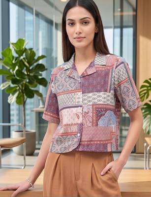Print Ethnic Satin Crop Top 5