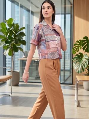 Print Ethnic Satin Crop Top 6