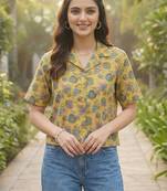 Floral Print Satin Shirt Style Top