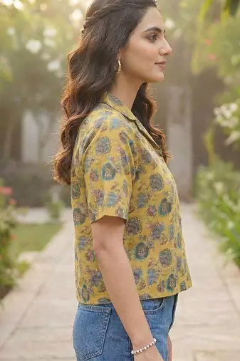 Floral Print Satin Shirt Style Top