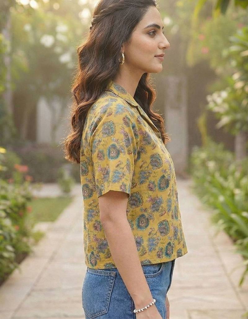 Floral Print Satin Shirt Style Top