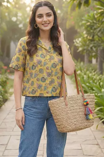 Floral Print Satin Shirt Style Top