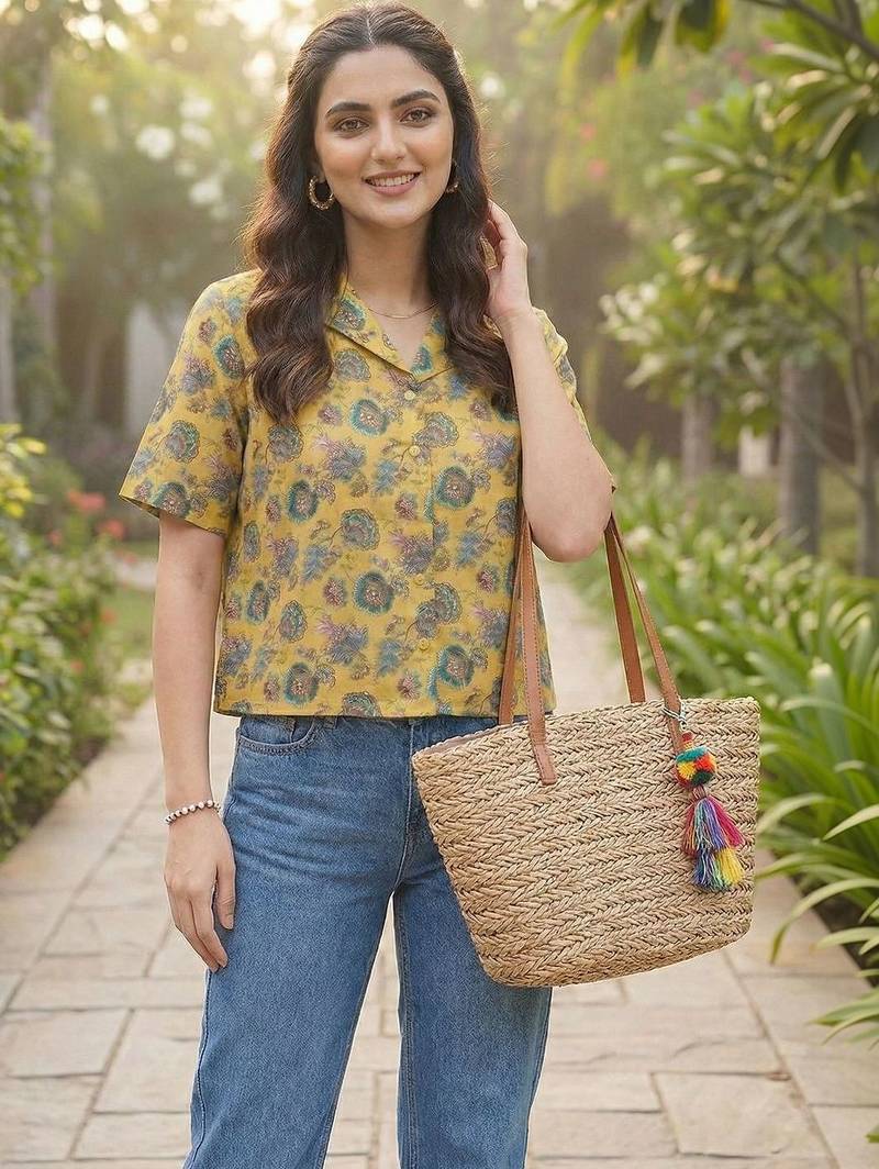 Floral Print Satin Shirt Style Top
