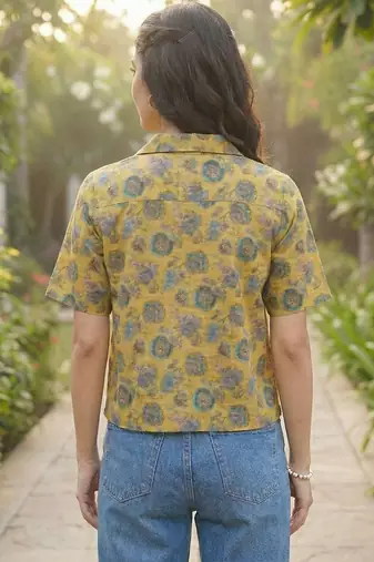 Floral Print Satin Shirt Style Top