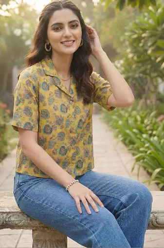 Floral Print Satin Shirt Style Top