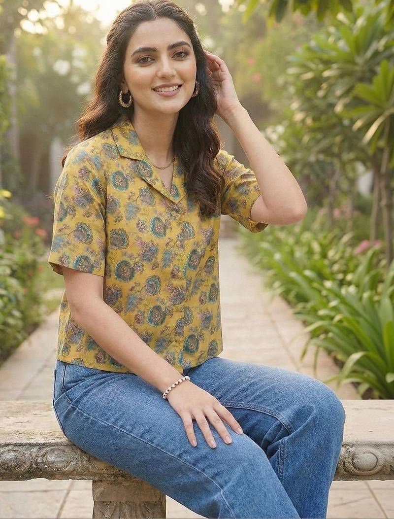 Floral Print Satin Shirt Style Top