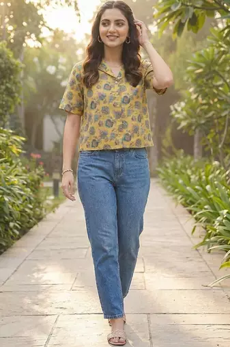 Floral Print Satin Shirt Style Top