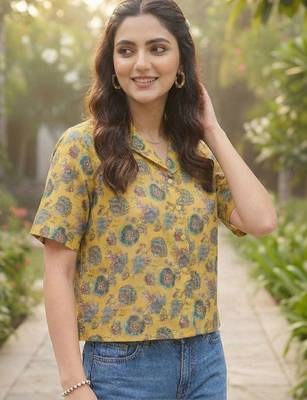 Floral Print Satin Shirt Style Top 7