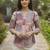 Print Puff Sleeve Satin Blend Top