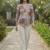 Print Puff Sleeve Satin Blend Top