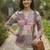 Print Puff Sleeve Satin Blend Top