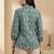 Floral Print Mandarin Collar Puff Sleeve Bohemian Peplum Top
