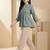 Floral Print Mandarin Collar Puff Sleeve Bohemian Peplum Top