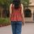 Print Block Print Cotton Peplum Top