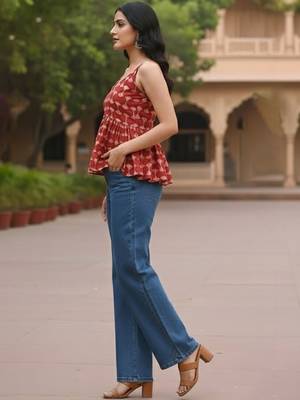 Print Block Print Cotton Peplum Top 4