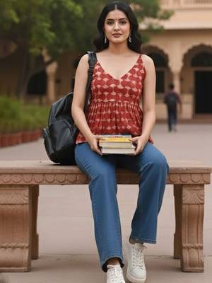 Print Block Print Cotton Peplum Top 5