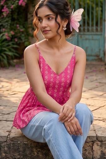 Floral Print Cotton Top