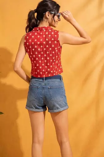 red print crop top
