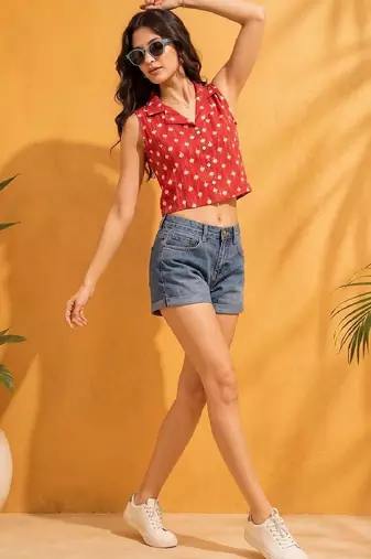 red print crop top