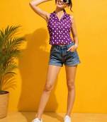 purple print top