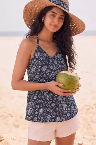 Floral Print Halter Neck Top
