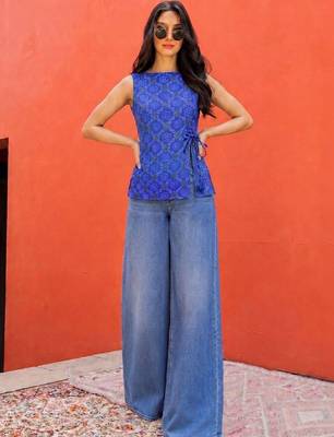 Print Ethnic Cotton Blend Top 1