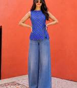 Print Ethnic Cotton Blend Top