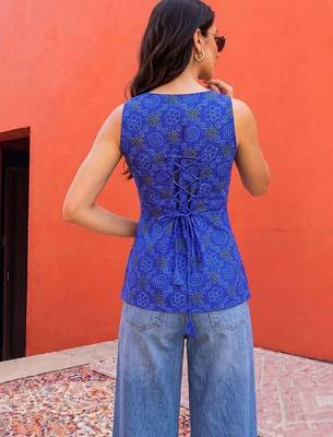 Print Ethnic Cotton Blend Top 3