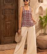 Print Ethnic Cotton Blend Top