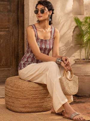 Print Ethnic Cotton Blend Top 4