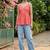 Geometric Print Block Print Cotton Peplum Top