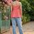Geometric Print Block Print Cotton Peplum Top