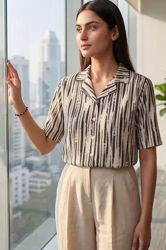 white print satin top