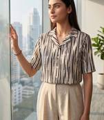 white print satin top