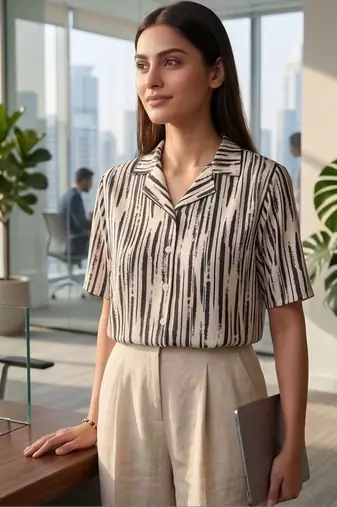 white print satin top