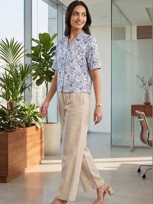 Floral Print Satin Shirt Style Top 3