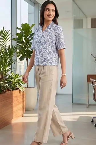 Floral Print Satin Shirt Style Top