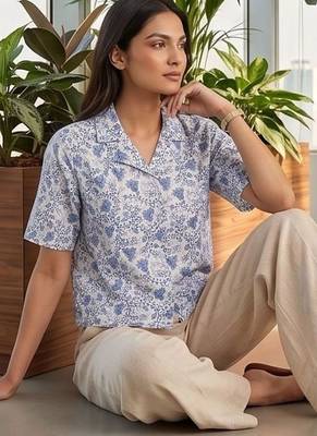 Floral Print Satin Shirt Style Top 4