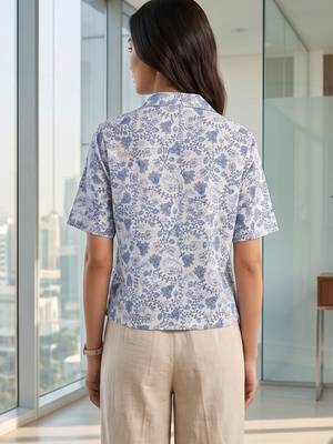 Floral Print Satin Shirt Style Top 5