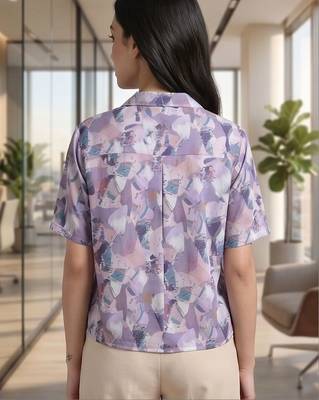 Print Satin Shirt Style Top 4
