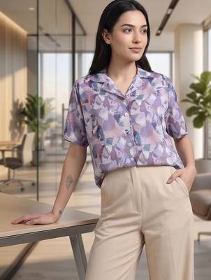 Print Satin Shirt Style Top 5