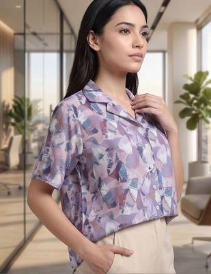 Print Satin Shirt Style Top 6